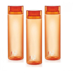 Cello H2O Plastic Fridge Bottle, 1000ml, Set of 3, Orange