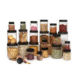 Cello Checkers PET Plastic Storage Jar and Container Small Set 24-Pieces, Clear