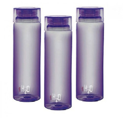 Cello H2O Plastic Fridge Bottle, 1000ml, Set of 3, Purple